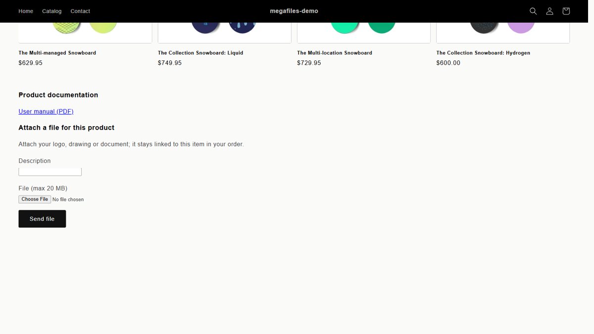 Lo que ve el cliente en la ficha de producto: los documentos del producto y el formulario para subir el suyo.